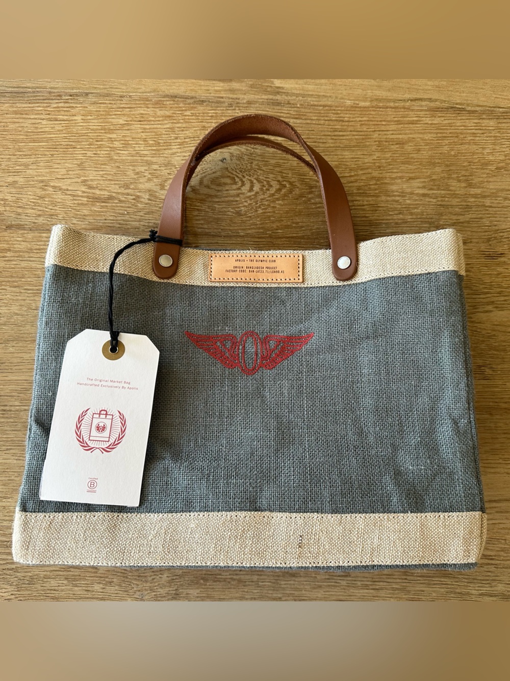 NWT Apolis Global Citizen Market Bag The Olympic Club SF tote Cool Gray